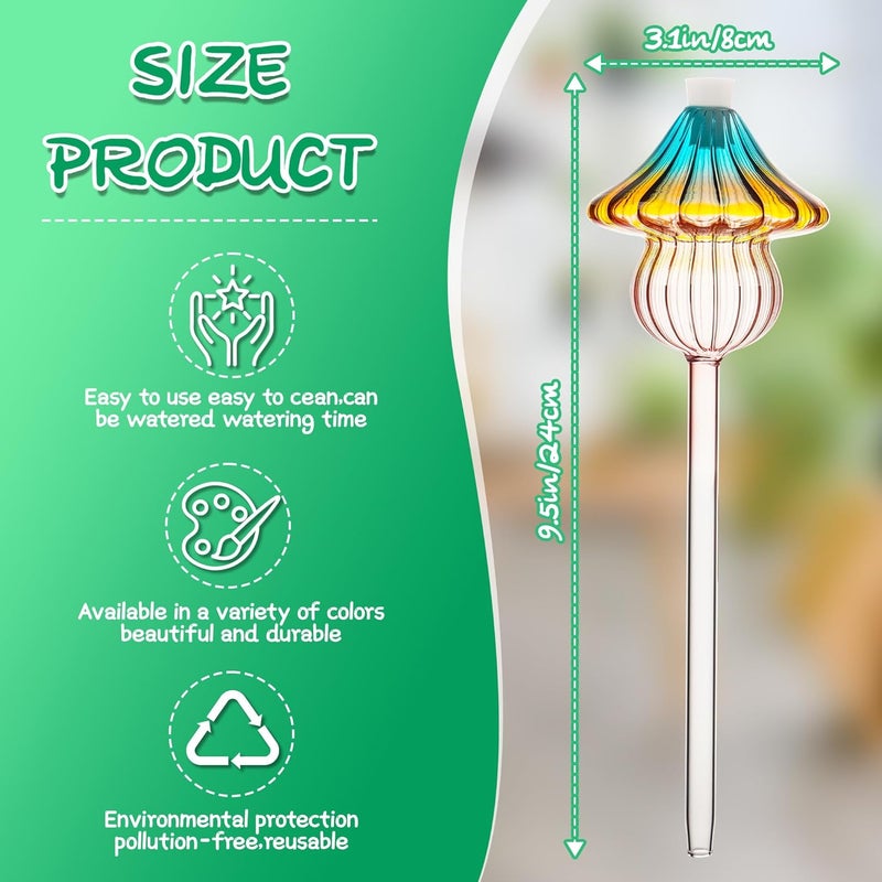 Kaimfdg Plant Watering Globes Mushroom, Rainbow Gradient Color Glass Watering Bulbs, Self Watering Planter Insert, Self Watering Globes - Plant Watering Devices for Travel Vacation (2 PCS) - Image 4